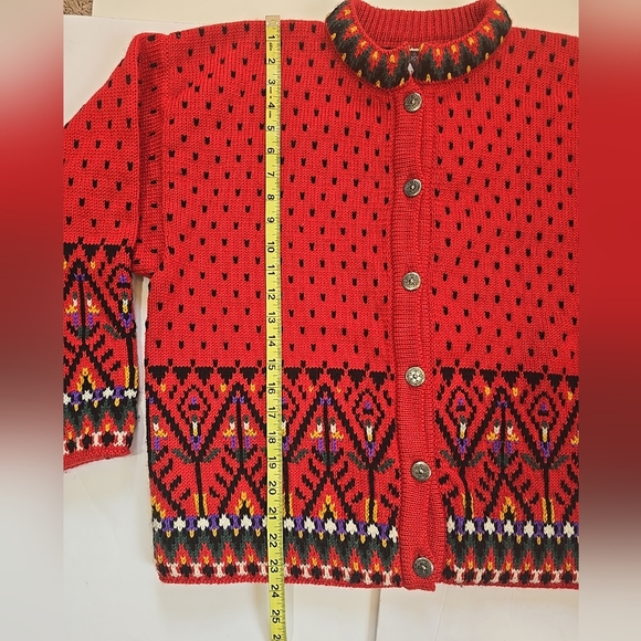 Dale Of Norway Womens Nordic Red Patterned Cardigan Size L Beauty!! - Picture 8 of 12